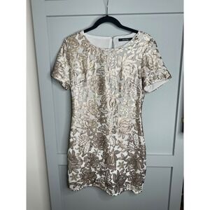 Ark & Co Sequin Floral Cocktail Dress Party Shimmery Sparkly Neutral Size M‎